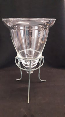 Stor Glasopsats med stål holder, Deco til blomsteropsats. Glas/Stål, Stor og flot opsats på 31,5 cm 
