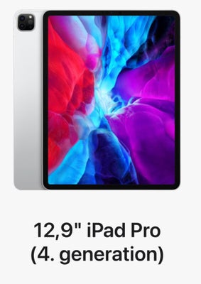 iPad 4, 128 GB, sort, Perfekt, Incl. pencil

12,9" iPad Pro (4. generation)
Sølv og space grey
12,9"