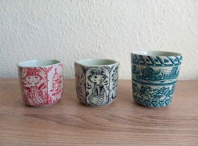 Keramik, Vase, Urtepotte, Bæger, Bjørn Wiinblad, 3 små vaser eller urtepotter.
2 Bjørn Wiinblad, 6,5