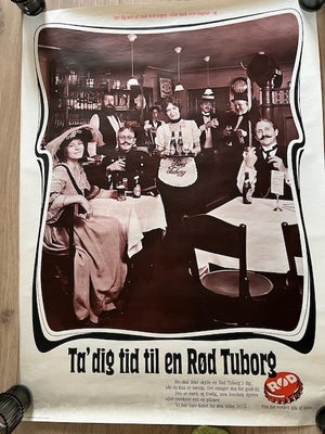 Plakat, Tuborg, motiv: Tuborg reklame, b: 62 h: 85, Gammel plakat, købt ved Tuborg i 1972 (fremgår a