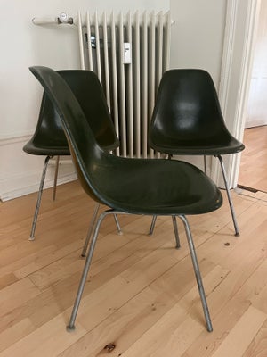 Spisebordsstol, Glasfiber, Eames, Klassiske Charles Eames DSX stole med H-stel produceret af Herman 