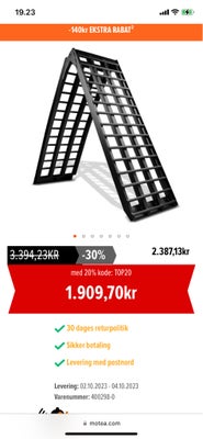 Rampe, Motea heavy duty 680kg, lastevne (kg): 680, Rampe sælges da motorcykel er solgt. Meget prakti