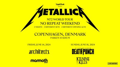 Metallica World Tour 2024, Sælger 2 stk. Metallica World tour 2 day biletter. Ståpladser i parken. B