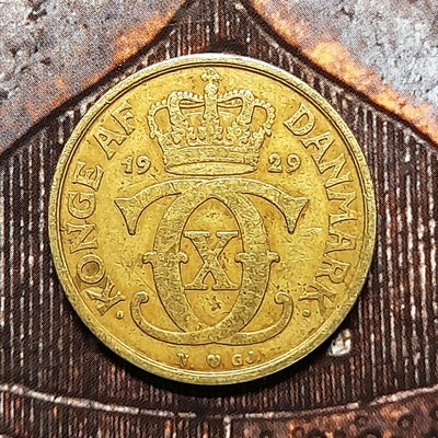 Danmark, mønter, 1929, 1 KRONE 1929 - Christian X Bedre År!
1 Krone 1924 - 1941 Christian X Aluminiu