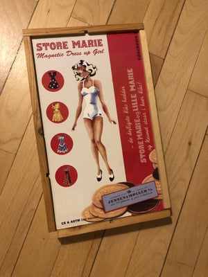 Påklædningsdukker, Store Marie - Magnetisk, Fin påklædningsdukke i æske af træ - Store Marie - Magne