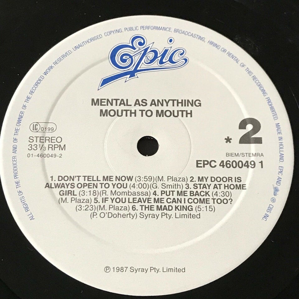 LP, Mental As Anything, Mouth To Mouth