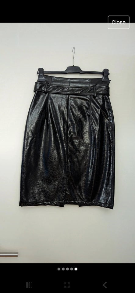 NA-KD Wrap, knee length, black leather skirt