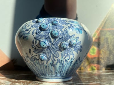 Fajance, Potte skål vase, Dansk vintage, Fantastisk håndmalet skål eller potteskjuler, i de smukkest