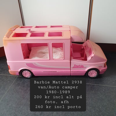 Barbie, Van/ Autocamper fra 80erne, Barbie Mattel 2938
van/Auto camper
1980-1989
200 kr incl alt på 