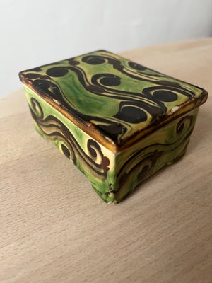 Keramik, Krukke, Kahler, En meget flot Kahler krukke m. Låg, står i de skønneste farver grøn/brun/be