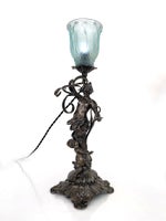 Art Nouveau lampe, Hvidmetal, 100 år gl.