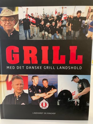 Grill med danske landshold, Det danske grilllandshold, emne: mad og vin, Bogen er ny og ubrugt. 
Nyp