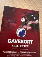 Gavekort 4 billetter. fck - fc nordsjælland 26/...