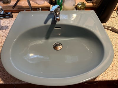 Retro BLÅ håndvask til badeværelse, Bredde.: 59cm
Dybde.:  46,5 cm