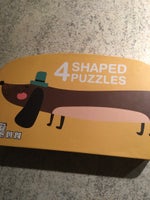 4 puslespil i hård kasse, 4 shaped puzzles, puslespil