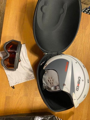 Skihjelm, Casco, str. L/XL, Super god hjelm med hylster + Scott skibrille