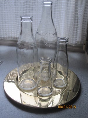 Flasker, 4 mælkeflasker retro 1940, 4 stk originale fra 1940- 1 L. 1/2 L. 1/5L. 1/10 L. Alle i fin s