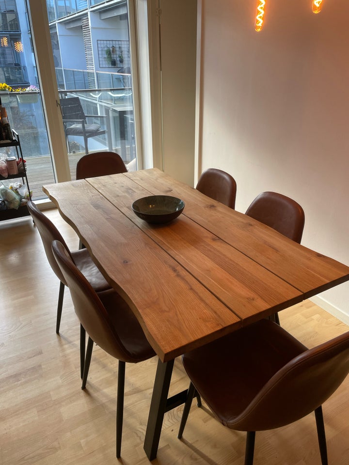 Spisebord m/stole, Egetræ, b: 75 l: 150