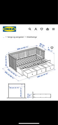 Sovesofa, IKEA Hemnes, Seng med udtræk, og rummelige skuffer. Greb skiftet (se billede). Står med mi