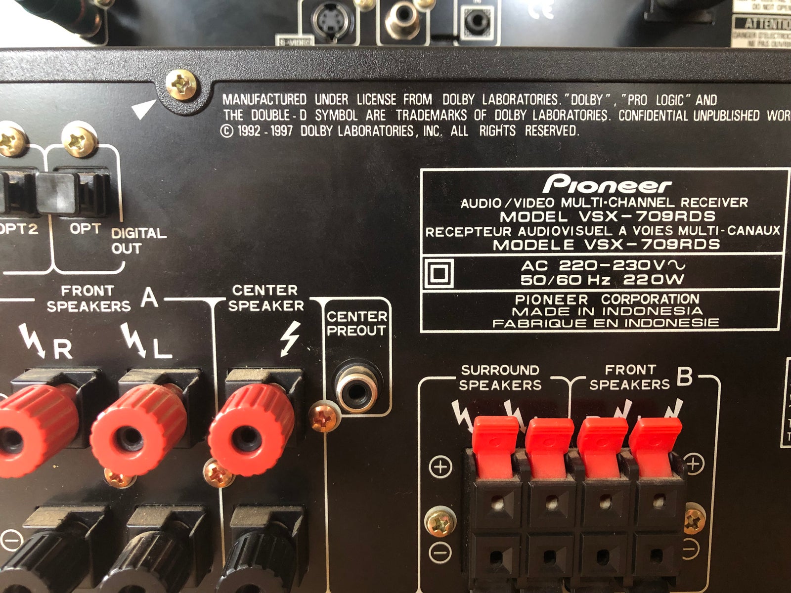 Pioneer, VSX-709RDS, 5.1 kanaler