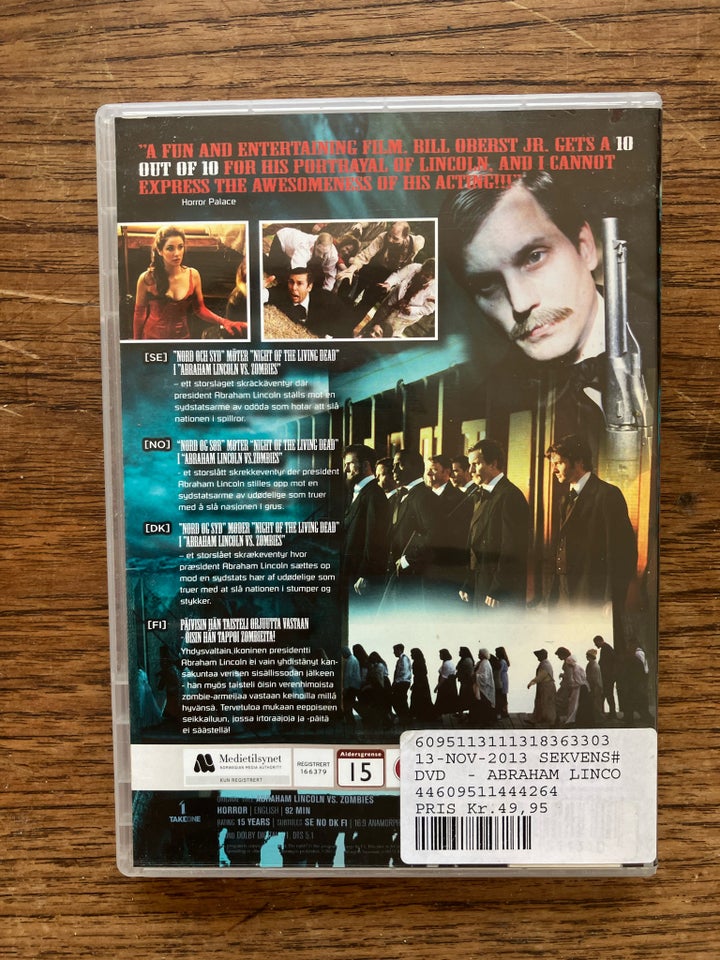 Abraham Lincoln vs zombies, DVD, gyser