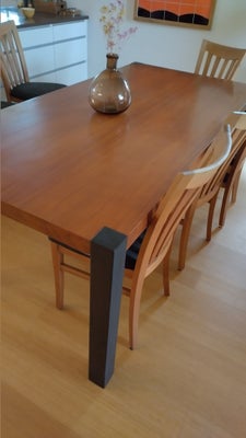 Spisebord, Maghoni med stålben, b: 80 l: 200, Gratis. Fint spisebord og sofa gives bort. 7 spisestue