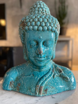 Buddha buste, Keramik, 2000, Flot Buddha buste i turkis som vil pryde enhver udestue, have eller tem