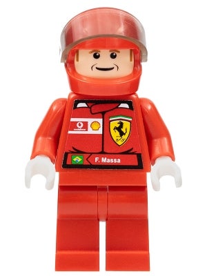 Lego Minifigures, Racer figurer

rac027s F.Massa  25kr. 
rac035 K. Raikkonen, Helmet hvid m/print 30