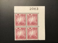 Grønland, postfrisk, AFA nr. 48 fireblok med øvre marginal