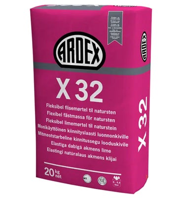 Andet, Ardex X32, 20 kg, flisemørtel til natursten, helt ny og ubrudt emballage, produceret 11.2022,