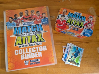 Samlekort, Premier League fodboldkort, Mappe med 150 Topps Match Attax fodboldkort fra Barclys Premi