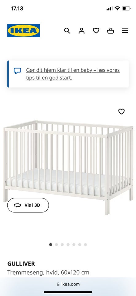 Babyseng, Ikea tremmeseng , b: 60 l: 120
