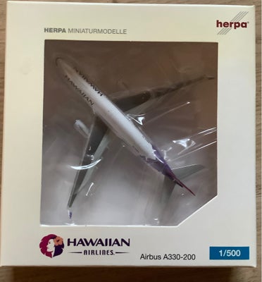 Modelfly, Herpa Wings Hawaii Airlines Airbus A330-200, skala 1/500, I original æske aldrig åbnet

Sa