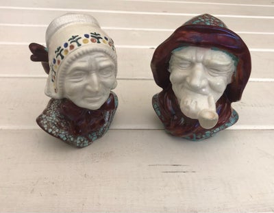 Keramik, Hoveder, 2 Bornholmske hoveder Michael Andersen Fisker. Højde 15 cm. Vintage. De er rigtig 