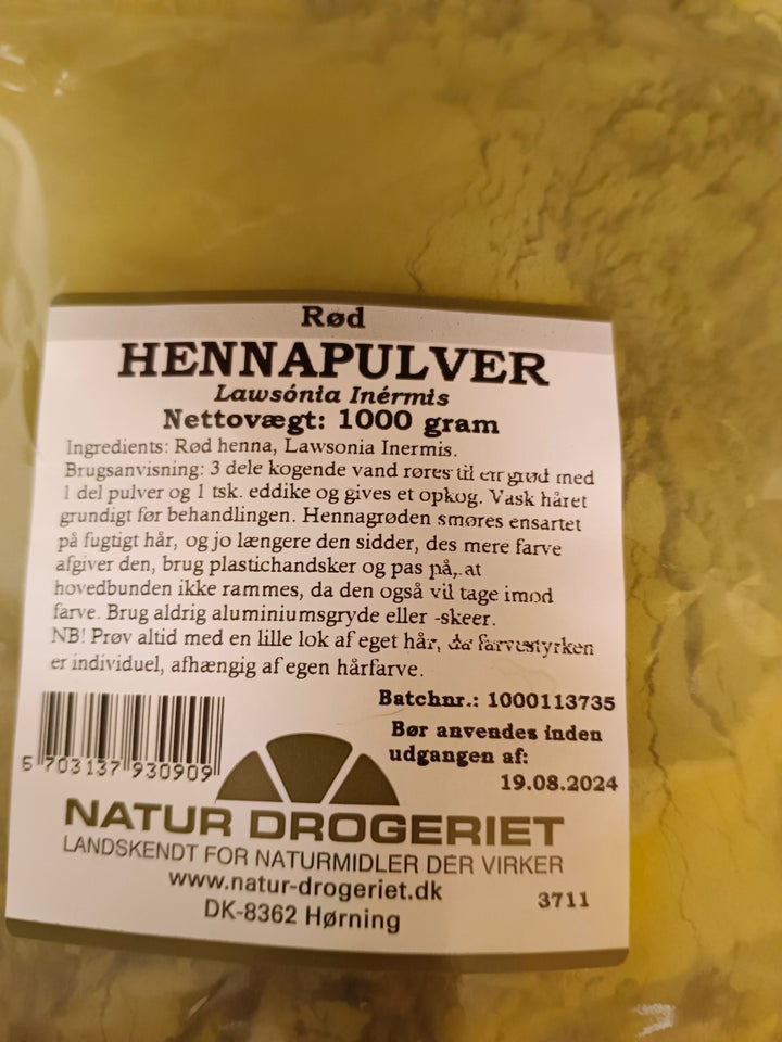 Hårfarve, Hårfarve, Natur drogeriet