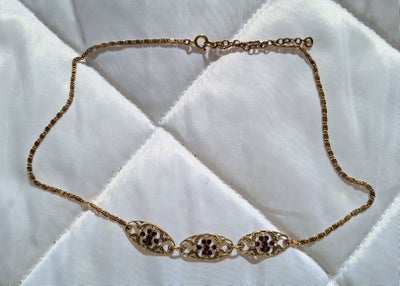 Halskæde, forgyldt, Vintage / Frankrig / amatyst, Rigtig flot guldbelagt halskæde med lilla sten mul