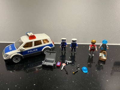 Politibil, Playmobil, Rigtig fin politibil med lys og lyd. Meget få brugsmærker. Fra hjem uden dyr o