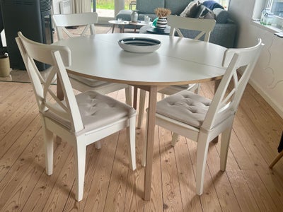 Spisebordsstol, Hvid malet træ, Model Ingolf fra Ikea, 6 hvide klassiske Ikea stole fra serien INGOL