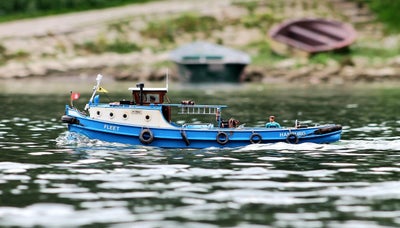Fjernstyret båd, Saito dampmaskine og Barkasse T3DR og B3, skala 124 cm, Ny, inkl. kedel, brænder, æ