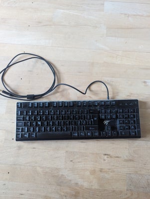 Tastatur, Havit, HV-KB391L, God, Gaming keyboard semi mechanical med lys i. 
Afhentes i Valby