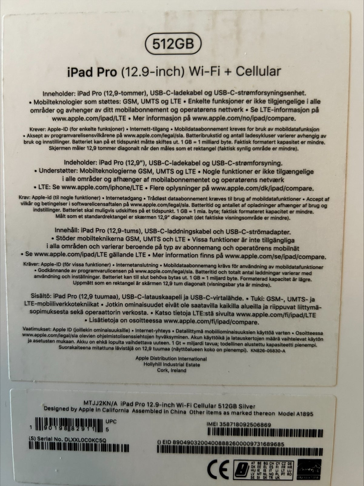 iPad Pro 3, 512 GB, sort