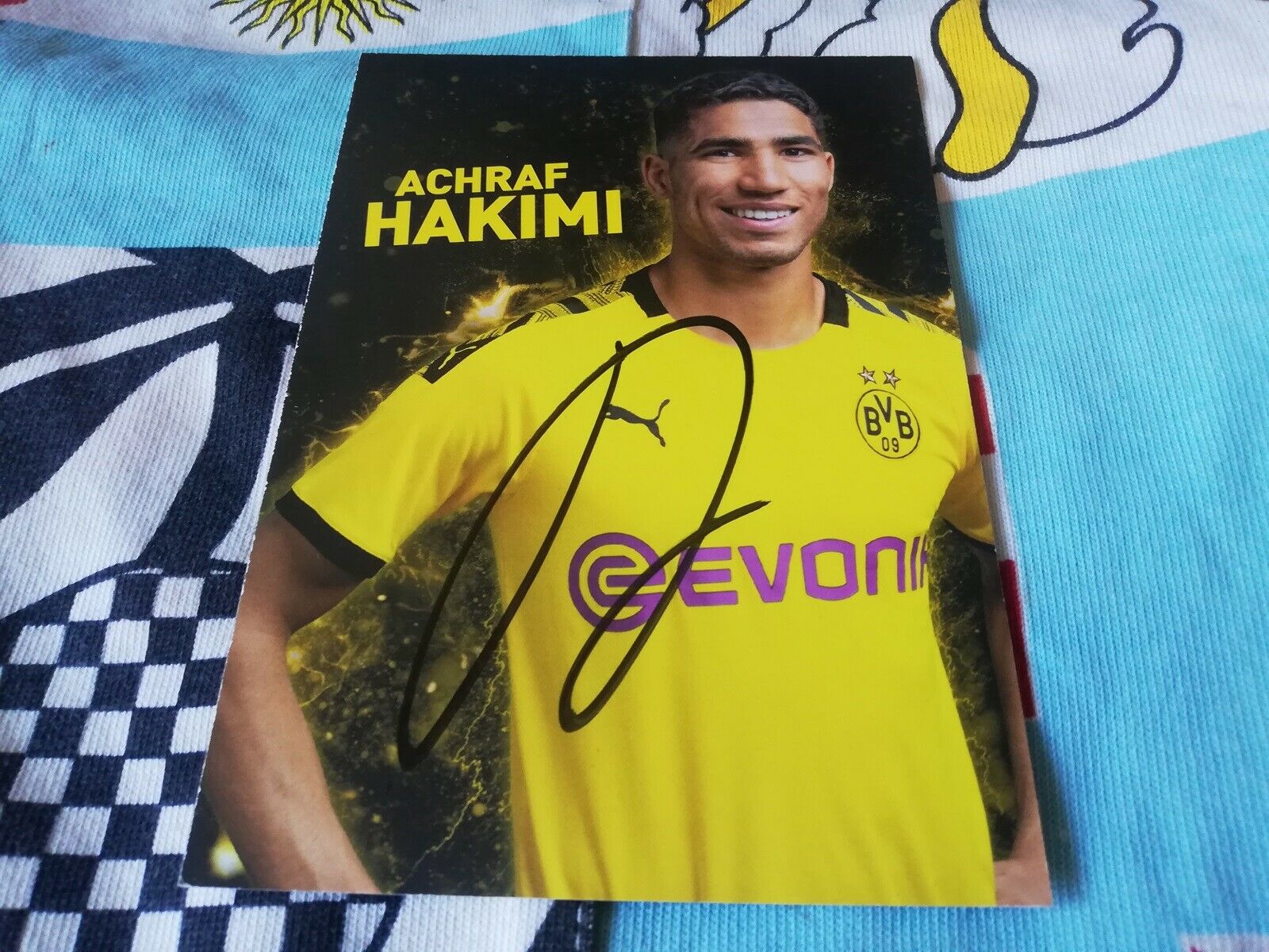 Achraf Hakimi Original 2019-20 Hand Signed Borussia Dortmund Autograph Card  ⚽️