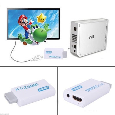 Nintendo Wii, HDMI Converter / adapter (Hvid / Sort), Perfekt, 
- Har sort & hvid
- NY og U/brugt,
-