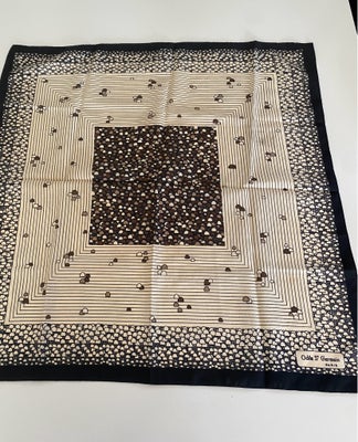Tørklæde, 4-kantet tørklæde , Odiles, str. 65 x 65 cm,  Sort, lys,  100% polyester ,  God men brugt,