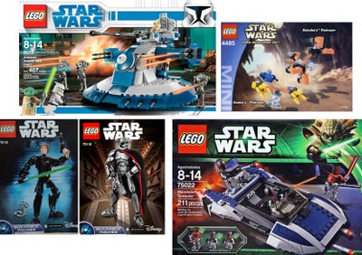 Lego Star Wars, 8018 Armored Assault Tank kr. 350
75022 Mandalorian Speeder kr. 300
75110 Luke Skywa