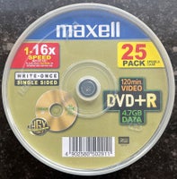 25 pack DVD+R, instruktør MAXELL, DVD