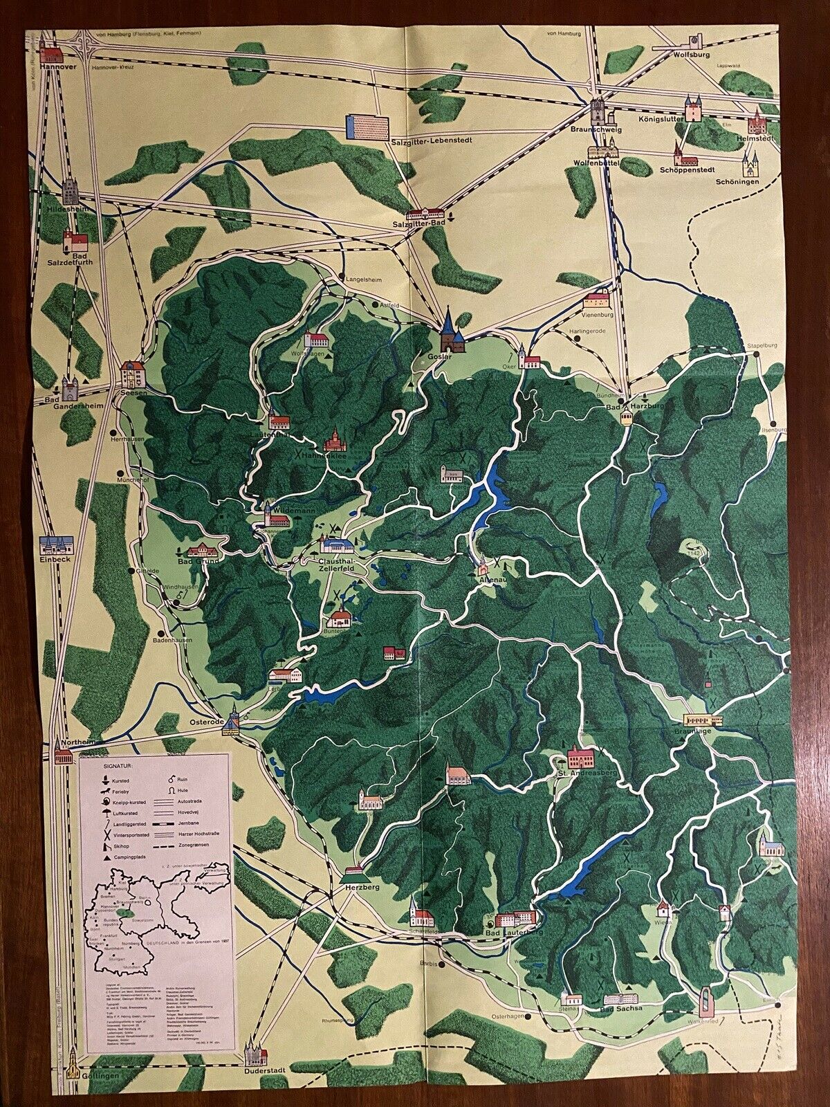 Landkort, Harzen og Goslar, b: 20 h: 20