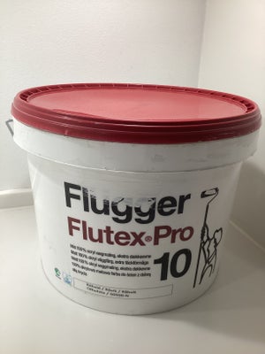 Vægmaling, Flügger Flutex Pro 10, 5 liter, Råhvid, 100% acryl ekstra dækkeevne. Der er 5l tilbage fr