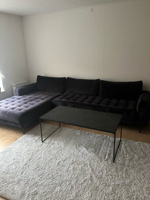 Sofa, velour, 6 pers., Chaiselong Sofa + sofabord sælges sammen. Det er blevet brugt i ca. 1 år. 

B
