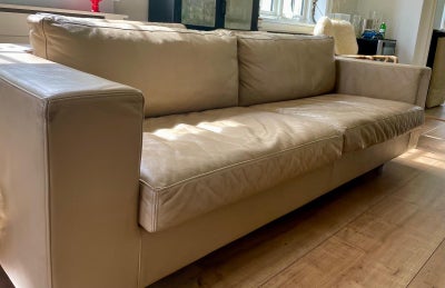 Fin beige læder Sofa